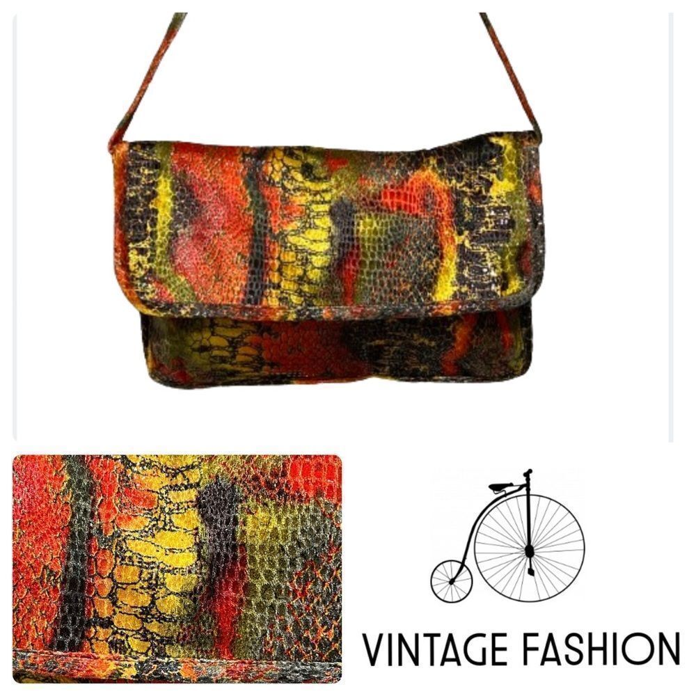 RARE Vintage Rachel & Co. New York Crocodile Colorful Purse